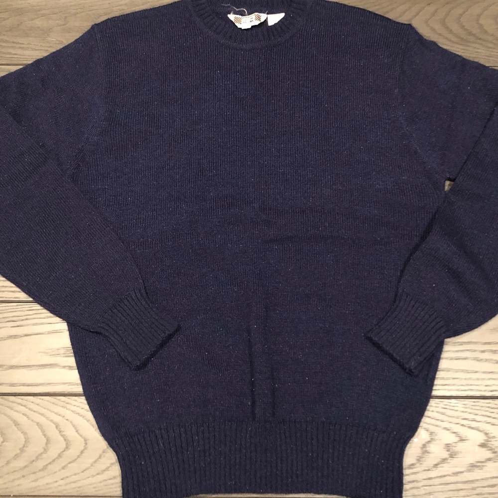 VTG 70s/80s Men's Navy Blue Crew Neck Pullover Preppy Sweater *Shillito Rikes XL
